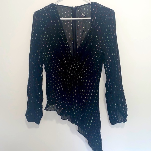 Chelsea and Walker Iman Metallic Silk Blouse Top - Picture 6 of 14